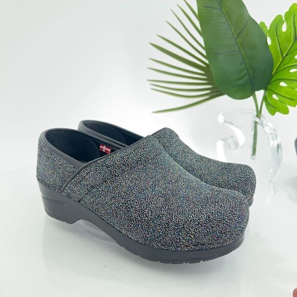 Sanita Pro Womens Clog Size 36 5 Textured Black Leather Work Nursing Shoe - Picture 1 of 14